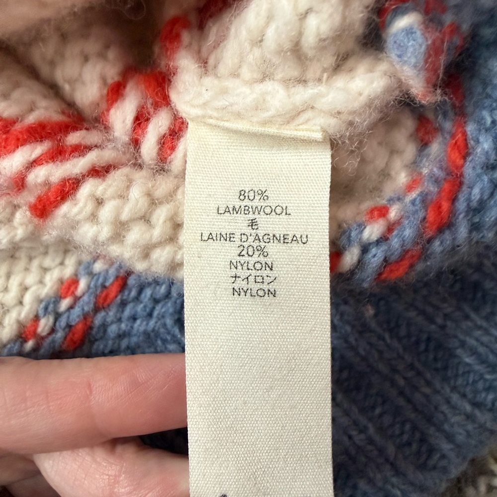 THE GREAT- The Reindeer Shawl Collar Full Zip Sweater Lambswool XS oversized - Picture 12 of 14